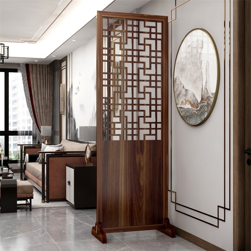 新中式屏风隔断客厅折叠移动实木中国风入户卧室镂空屏障分割神器