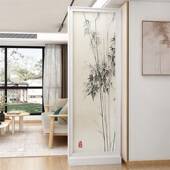 新中式 入户屏风隔断客厅玄关现代简约纱画 画办公室双面简易实木