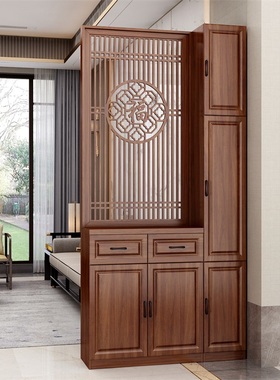 新中式实木间厅柜入户玄关柜现代简约进门实木屏风客厅鞋柜小户型