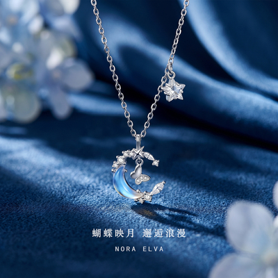 月下蝴蝶项链纯银999女款高端轻奢小众2026年爆款520礼物送女朋友