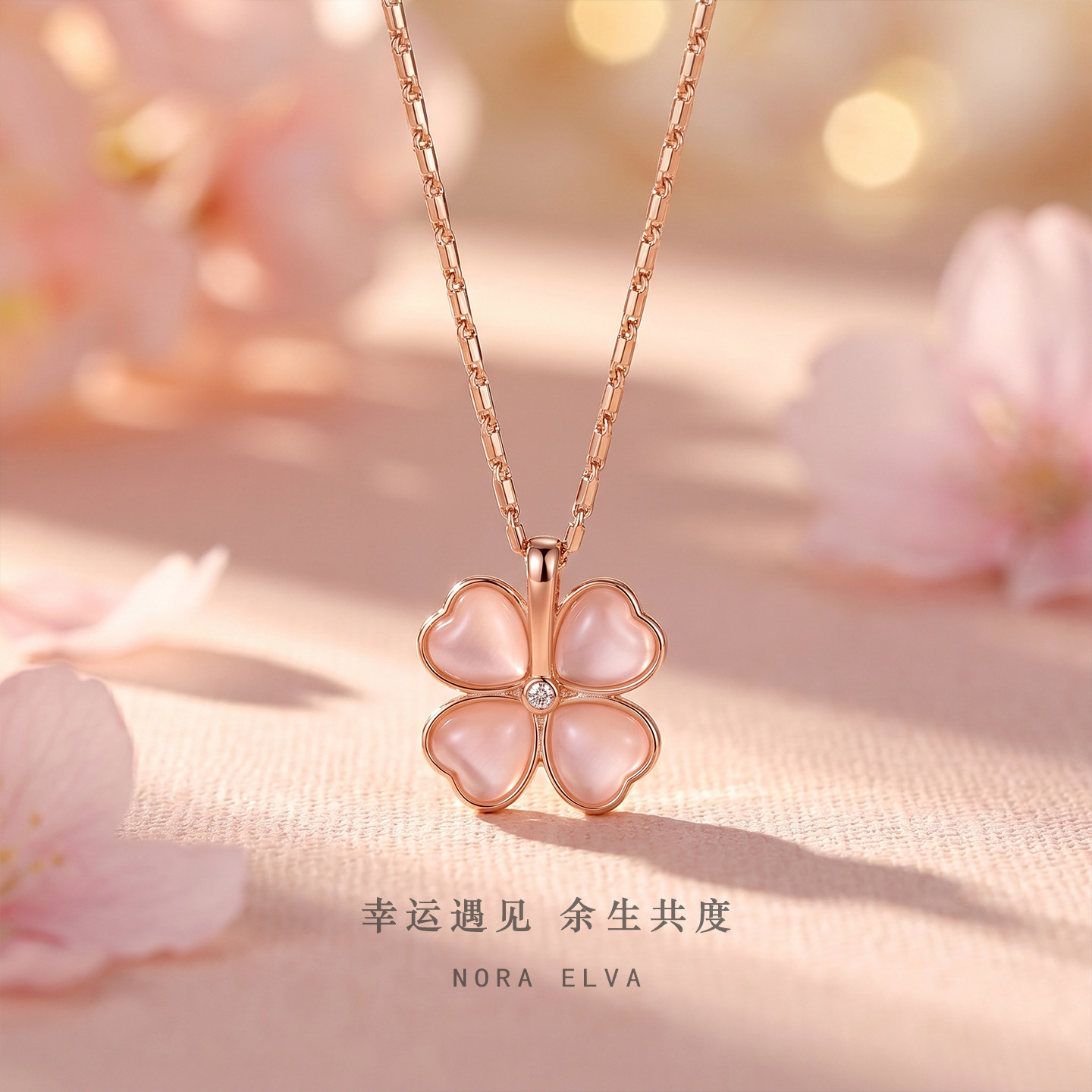 四叶草项链纯银999女款轻奢小众高级感锁骨链十字链送闺蜜女友