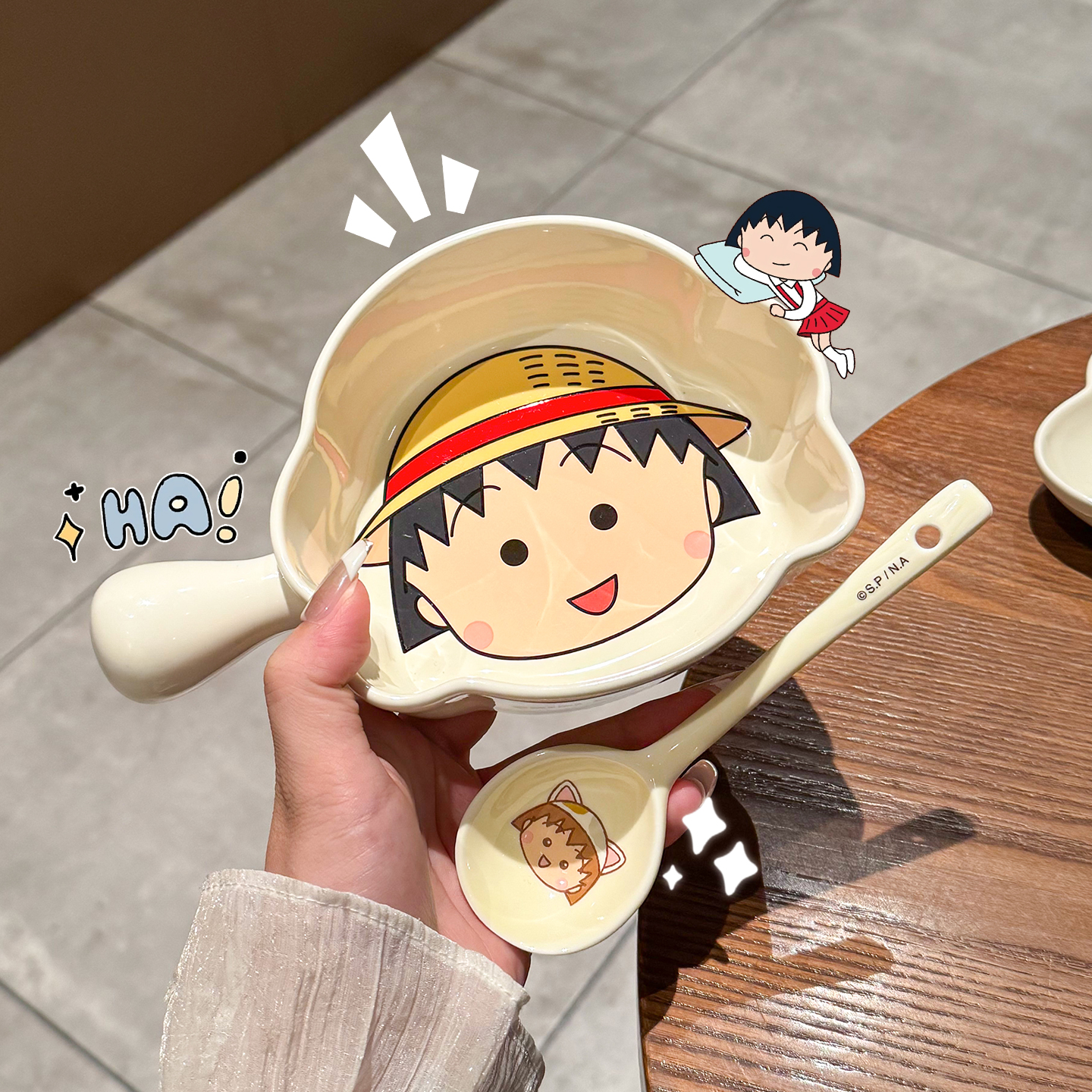 樱桃小丸子陶瓷饭碗双耳米饭碗