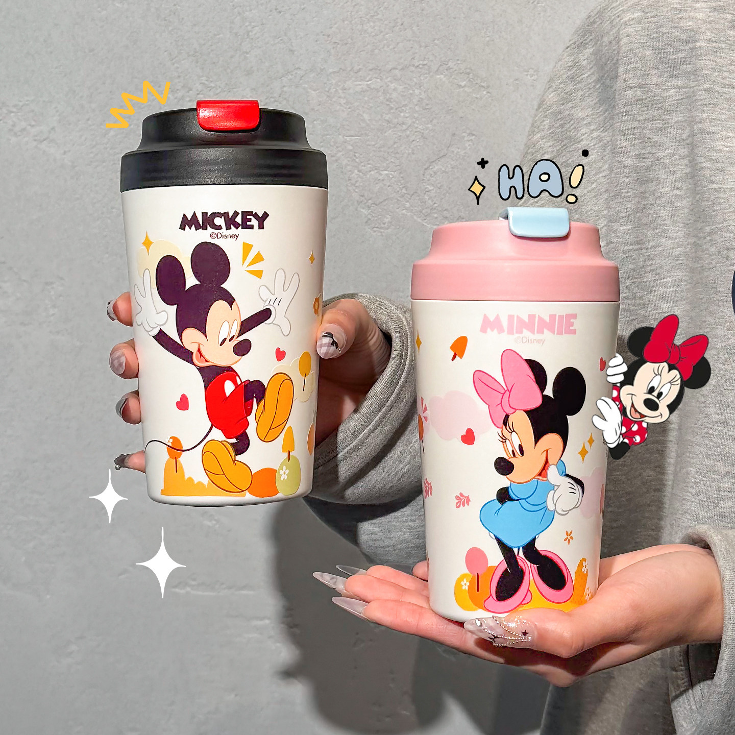 迪士尼联名陶瓷内胆水杯卡通可爱玫瑰花茶杯办公室咖啡杯子保温杯,餐饮具,保冷/保温杯,淘宝优惠券,粉丝福利购,淘宝优惠卷