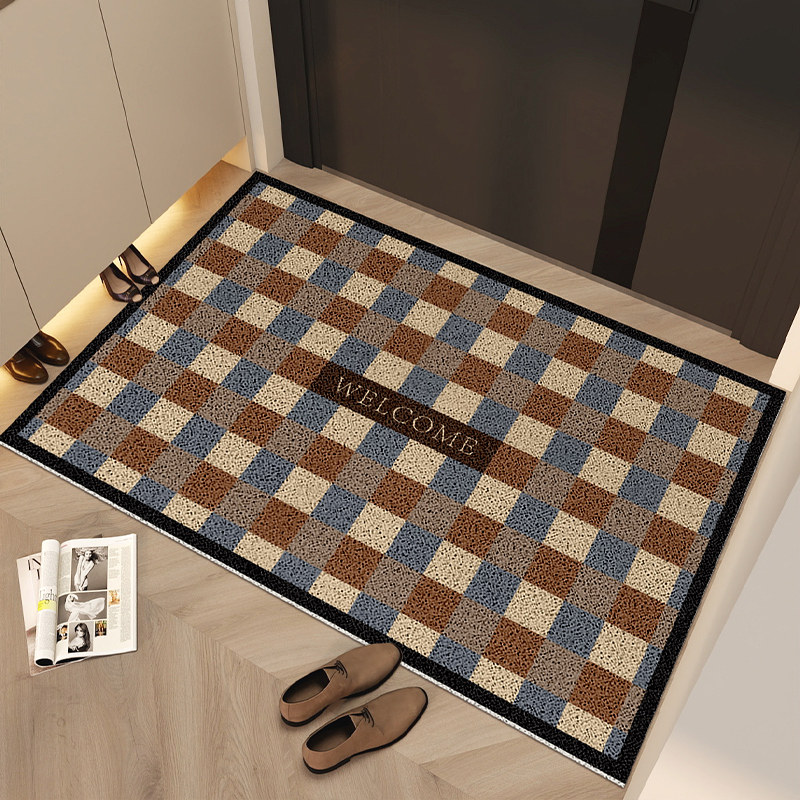 入户门用地垫丝圈可裁剪中古风格子地毯防滑耐脏门垫门口进门脚垫,居家布艺,入户地垫,淘宝优惠券,粉丝福利购,淘宝优惠卷