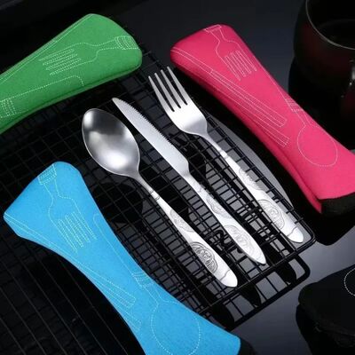 3 Pcs Portable Travel Cutlery Stainless Steel Western Style