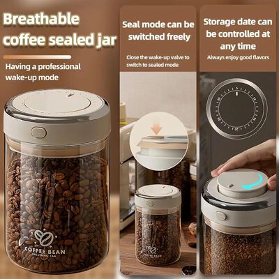 Vacuum Food Grade Coffee Bean Sealed Jar with Date Tracker a
