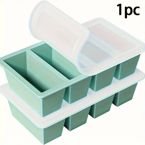 1pc Silicone Freezer Tray with Lid - Durable Kitchen Storage
