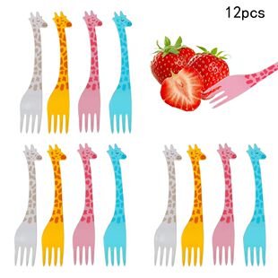 12Pcs/set Fruit Snack Toothpick Cartoon Giraffe Shape Tablew