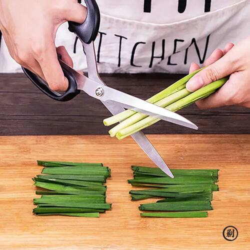 1pc Black Gray Stainless Steel Barbecue Scissors Steak Kitch