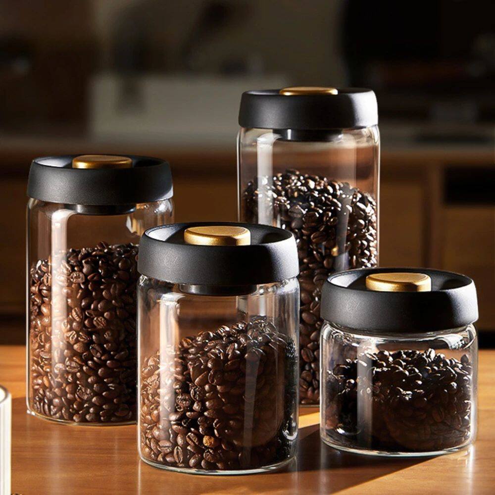 Coffee Beans Vacuum Sealed Tank Transparent Glass Food Stora