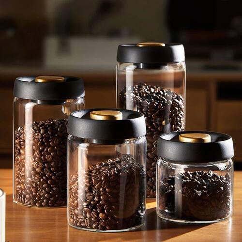 Coffee Beans Vacuum Sealed Tank Transparent Glass Food Stora