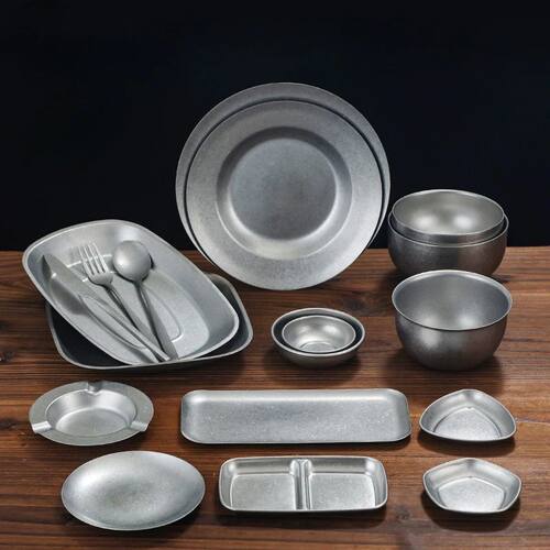 Retro Cutlery Set Plates Dinnerware Bowls Dining Plates Stai