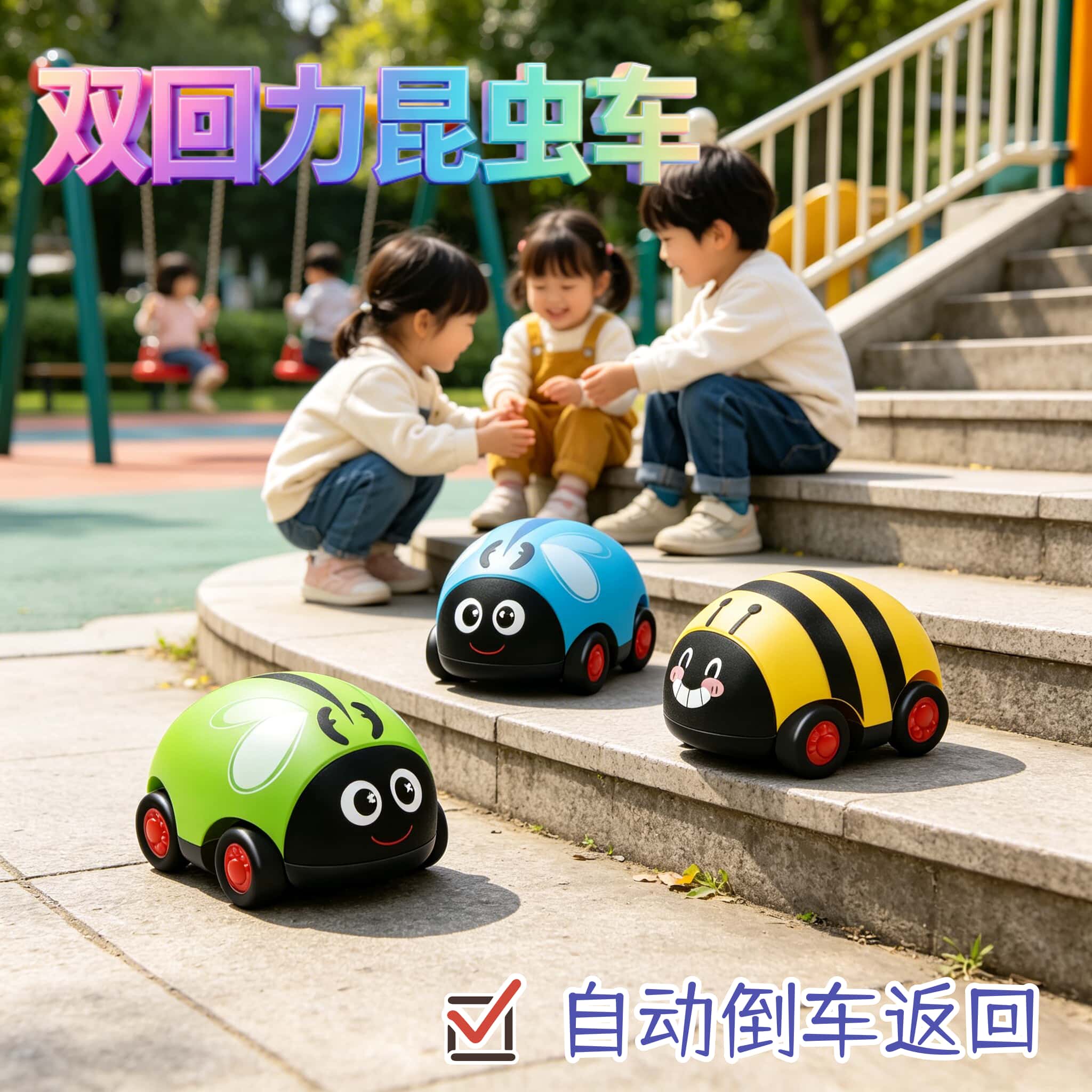 【厂家直销】趣味昆虫回力车卡通造型儿童玩具惯性创意滑行惯性车