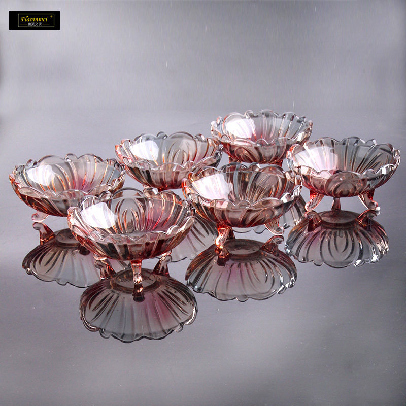 高颜值彩色玻璃果盘小号糖果寿司碟家用蛋糕盘点心盘坚果盘干果盘