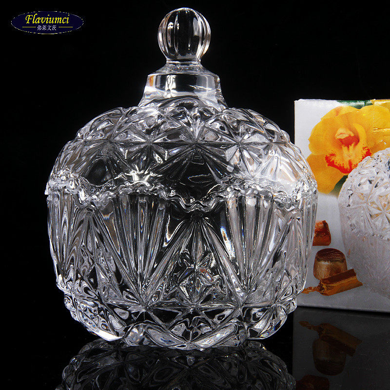 个性钻石糖罐带盖储物罐零食储存盒糖缸家用客厅透明玻璃糖果罐