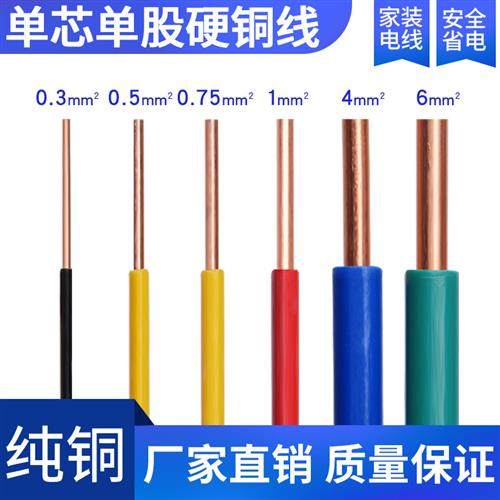 BV电子线1 0.3 0.5 0.75平方单股单芯硬铜线AV电线飞线导线电路板