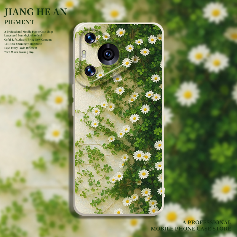 适用华为手机壳蔓藤白花