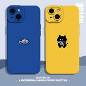 猫咪小鱼适用苹果17promax手机壳iPhone16plus情侣air男女15一对14任意机型13高级感12小众11套xs