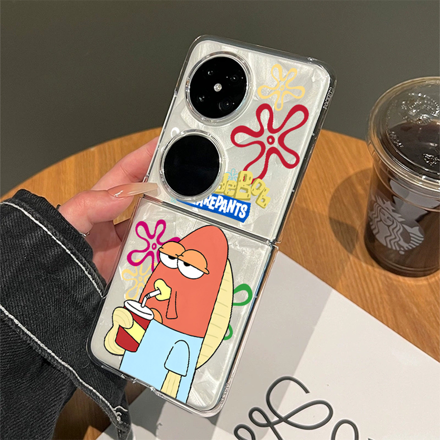搞怪比奇堡适用华为pocket2折叠手机壳新款折叠屏p50pocket海绵宝宝pockets女款novaflip防摔保护套高级感硬
