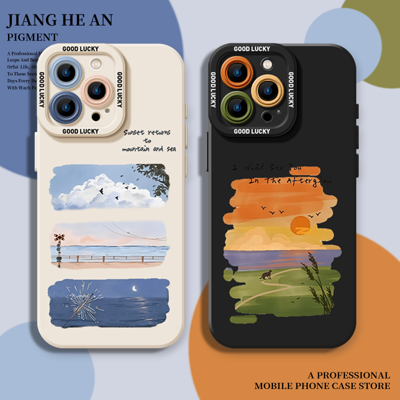 适用三星手机壳日落风景