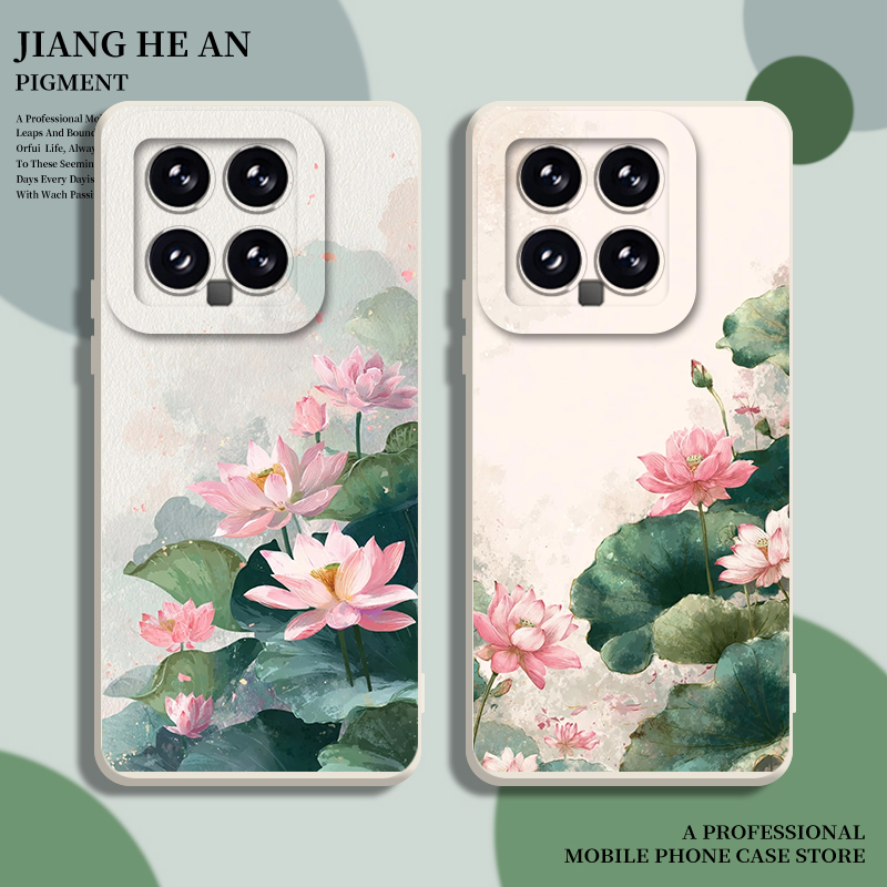 适用小米手机壳水墨荷花