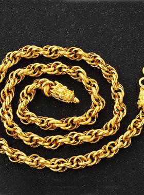 项链镀黄金霸气越南沙金麻花龙头项饰男士仿真金新款男女男爆款