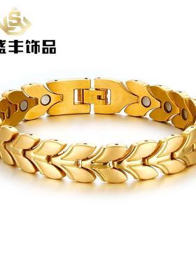 戒指不圈女食指时尚饰品钛钢镂空素小众戒链条麦穗手链褪色情人节