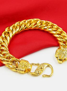 手链沙金金黄金越南久不掉色男士坦克扁镀金纯精品加厚福字仿貔貅