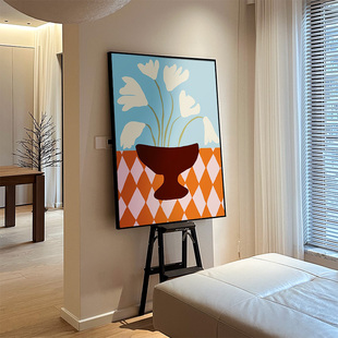 现代抽象花卉画走廊过道壁画治愈系卧室挂画竖版客厅沙发旁装饰画