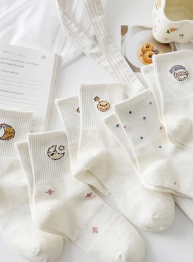 袜子女中筒袜秋天学生韩版点子纱ins学院风透气防臭中长款女袜
