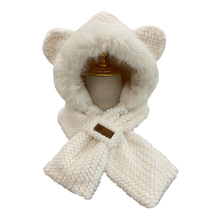 小熊帽子女冬季可爱百搭保暖个性波纹毛绒帽围巾一体帽防寒雷锋帽