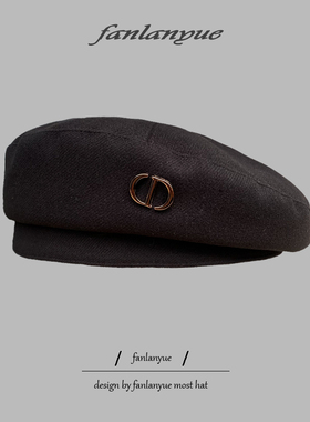 黑色贝雷帽女秋冬显脸小香风画家帽甜酷网红大头围蓓蕾帽子百搭潮