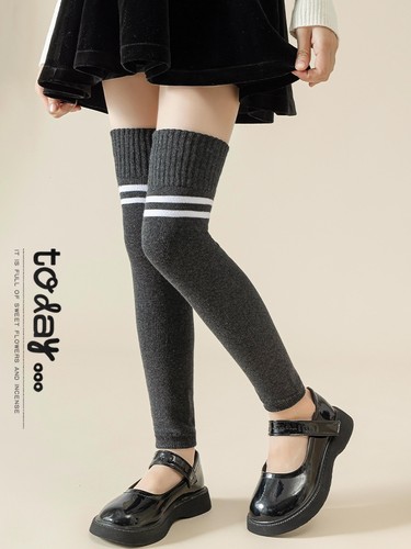 儿童秋冬季保暖护膝袜套女童过膝长筒袜子宝宝加厚半截小腿中筒袜