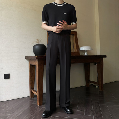 夏季直筒小微喇垂感通勤休闲西裤