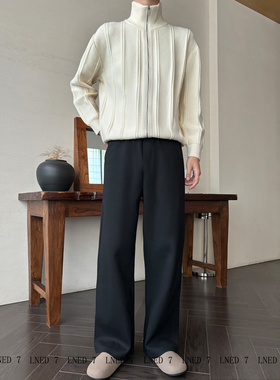 LNED7【A字阔腿加绒卫裤】冬季高品质650g直筒宽松阔腿休闲卫裤男