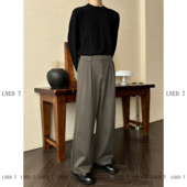 精纺毛呢西裤 老钱风冬季 加厚重磅A字直筒毛呢西裤 LNED7 休闲裤