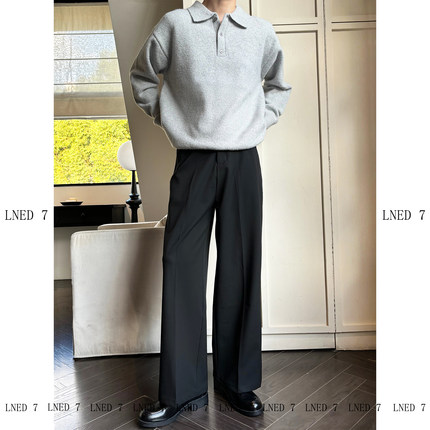 LNED7  夏季高品质TR色纺不掉色A字阔腿西裤cleanfit宽松西裤男