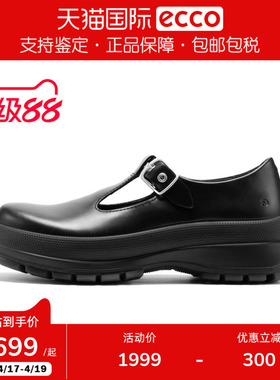 Ecco/爱步女皮鞋 25新款厚底增高T字复古玛丽珍鞋 踪迹30 220763