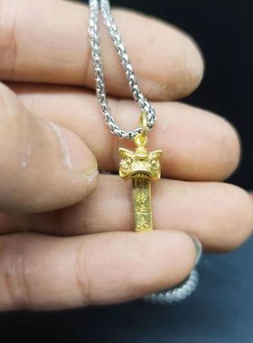 男女情侣黄铜舞狮头狮来运转
