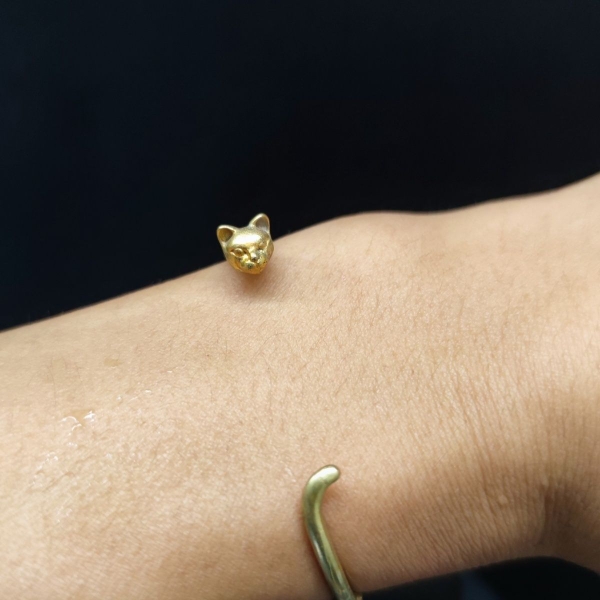 猫爪黄铜手镯手工小众铜饰生日礼物女生实心开口镯子猫尾猫头礼品