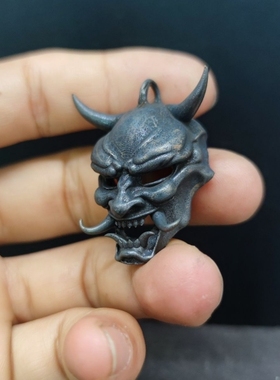 黄铜 钥匙扣骷髅头手般若面具挂件吊牌机车DIY项链吊坠生日礼物品