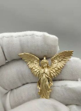 天使翅膀吊坠守护黄铜项链男女