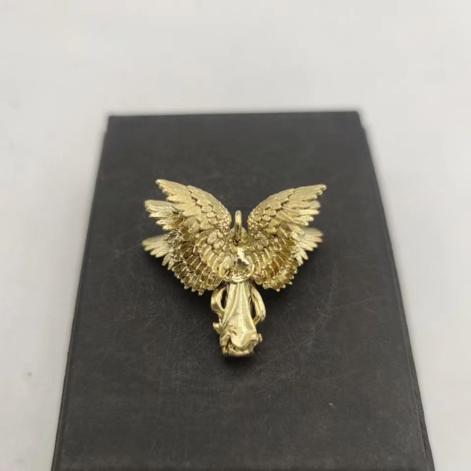 000六翼天使吊坠项链 纯铜祈祷告好运潮男天使之翼个性女情侣项链