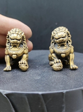 黄铜石狮子门墩一对小号