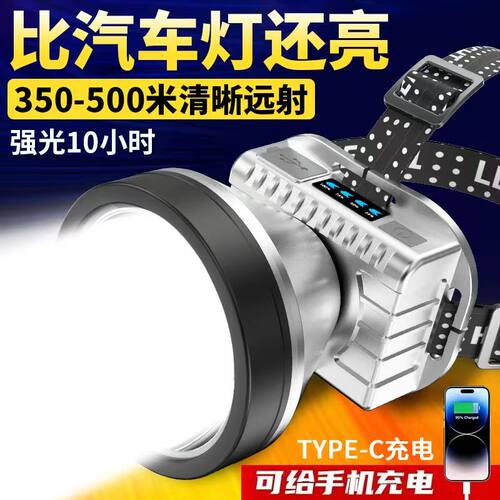 LED强光可充电头戴式手电筒