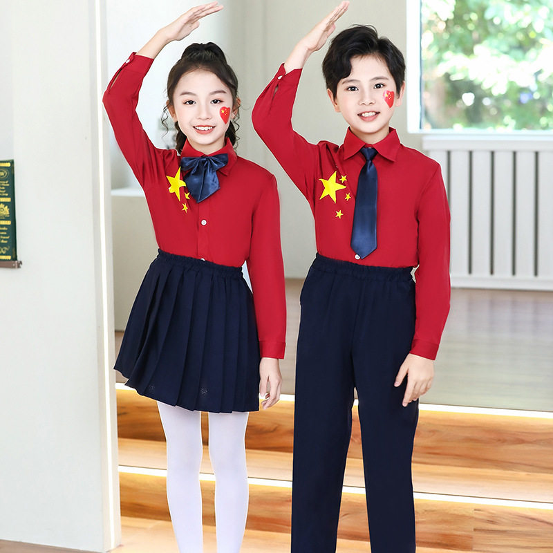 可爱英伦风中小学生短袖班服