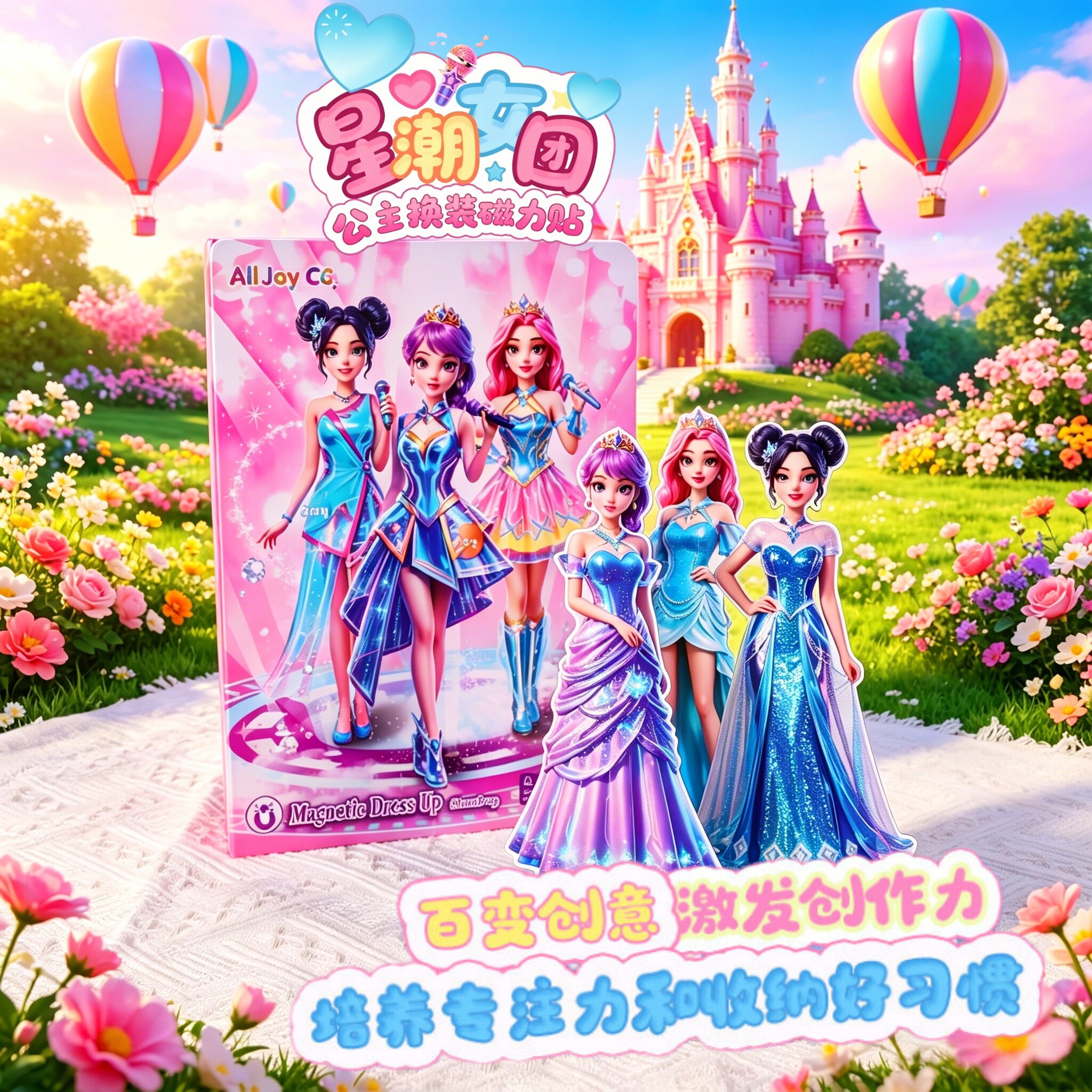 磁力换装卡通贴画玩具儿童启蒙早教小女孩子安静书手工生日礼物男