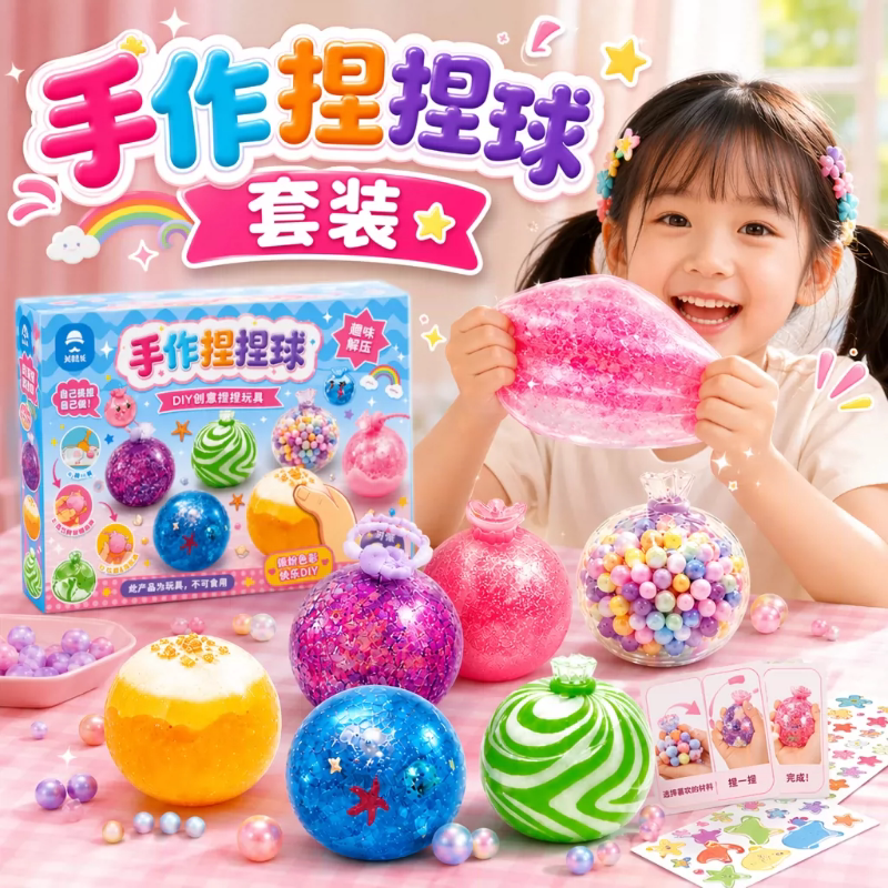 儿童手作DIY捏捏球创意解压玩具图片