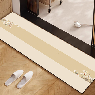 新中式窄长条形浴室地垫硅藻泥吸水卫生间门口防滑脚垫虚阳台地毯