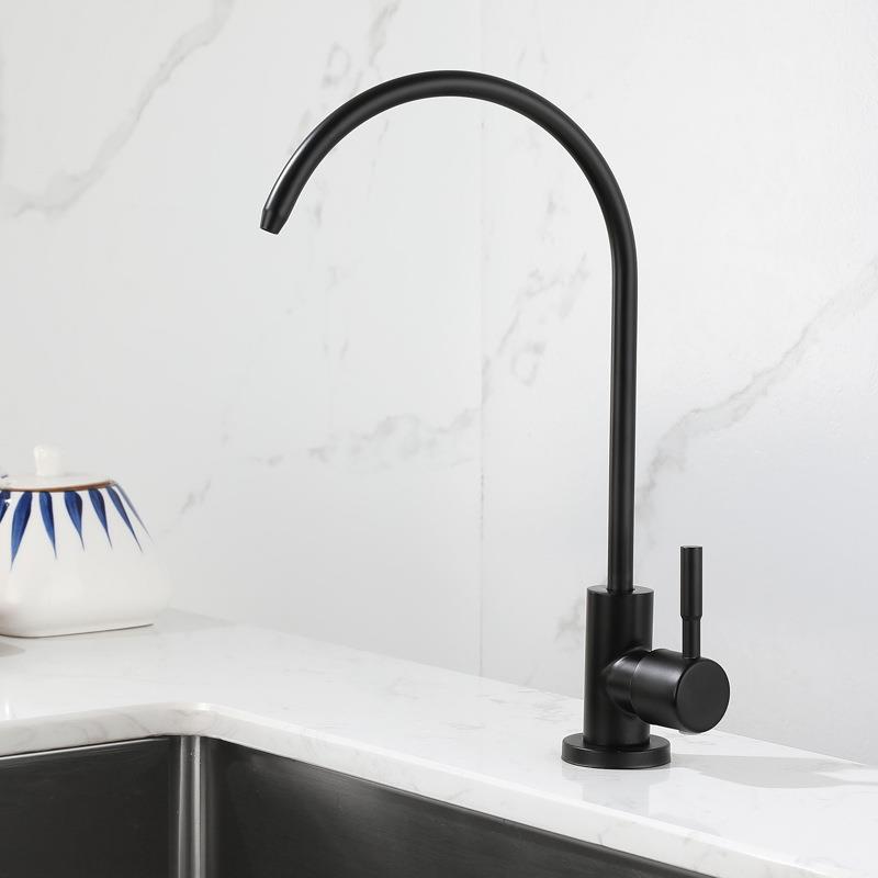 304不锈钢厨房黑色净水龙头2分单冷直饮水龙头纯净水机水龙头厂家